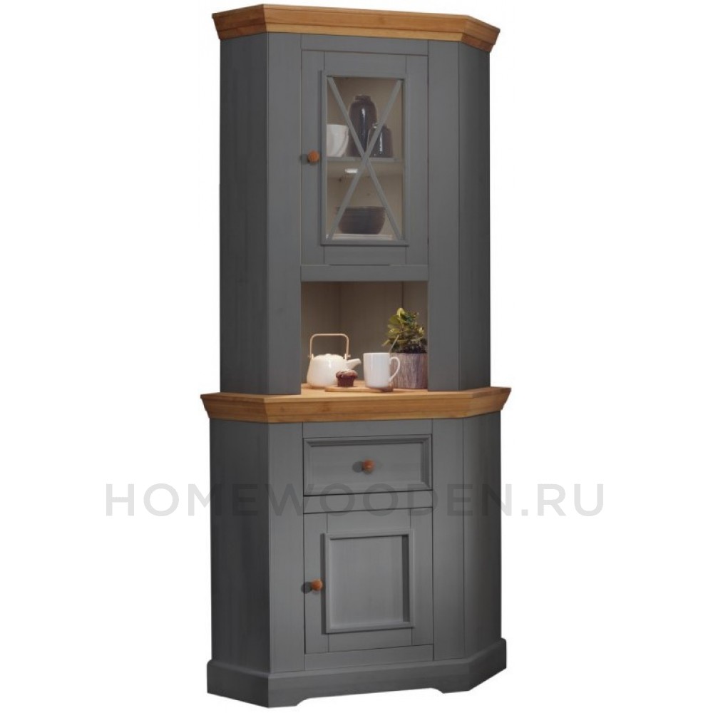 Надстройка комода Форест углового (буфета углового) серый 7012/бейц масло