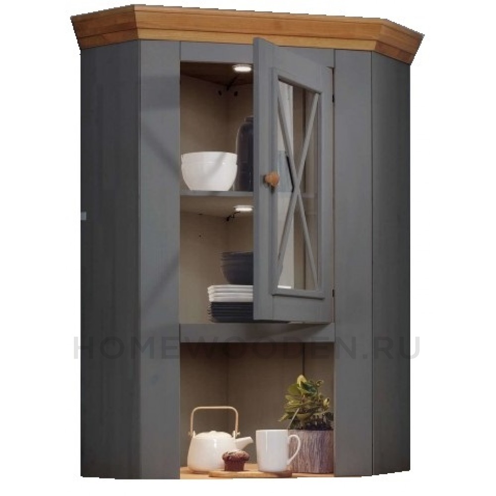 Надстройка комода Форест углового (буфета углового) серый 7012/бейц масло