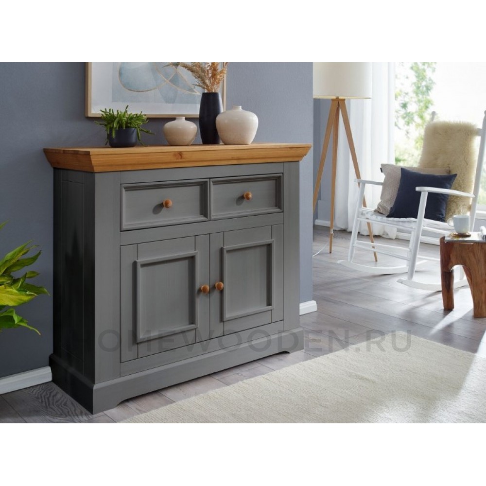 Комод Форест 2 двери 2 ящика (комод буфета) серый 7012/бейц масло