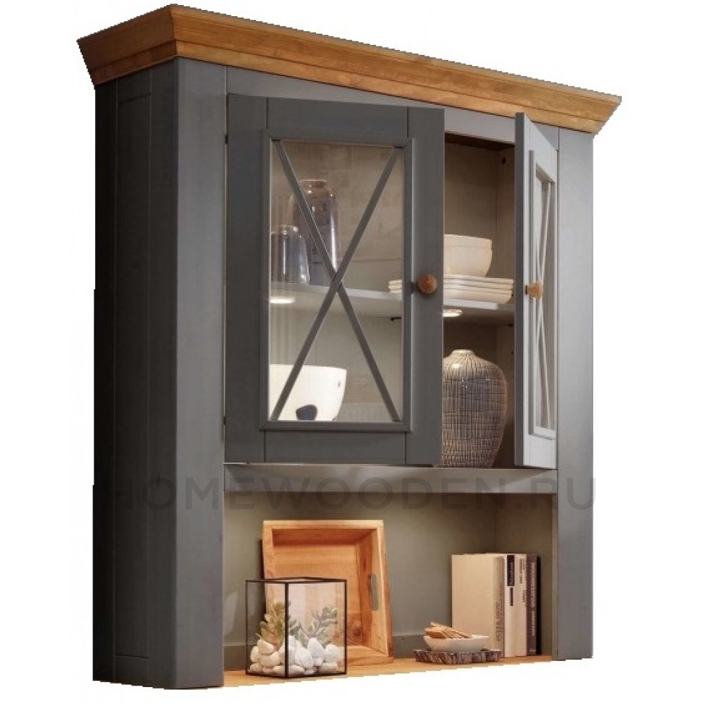 Надстройка комода Форест (буфета малого) 2 двери серый 7012/бейц масло