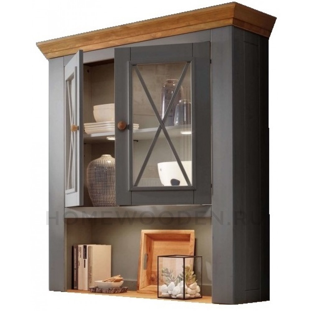Надстройка комода Форест (буфета малого) 2 двери серый 7012/бейц масло