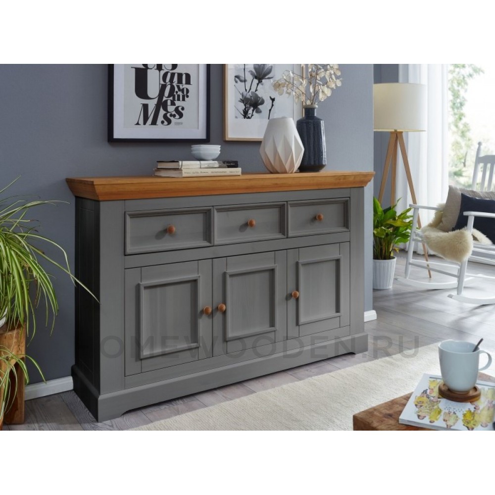 Комод Форест 3 двери 3 ящика (комод буфета) серый 7012/бейц масло