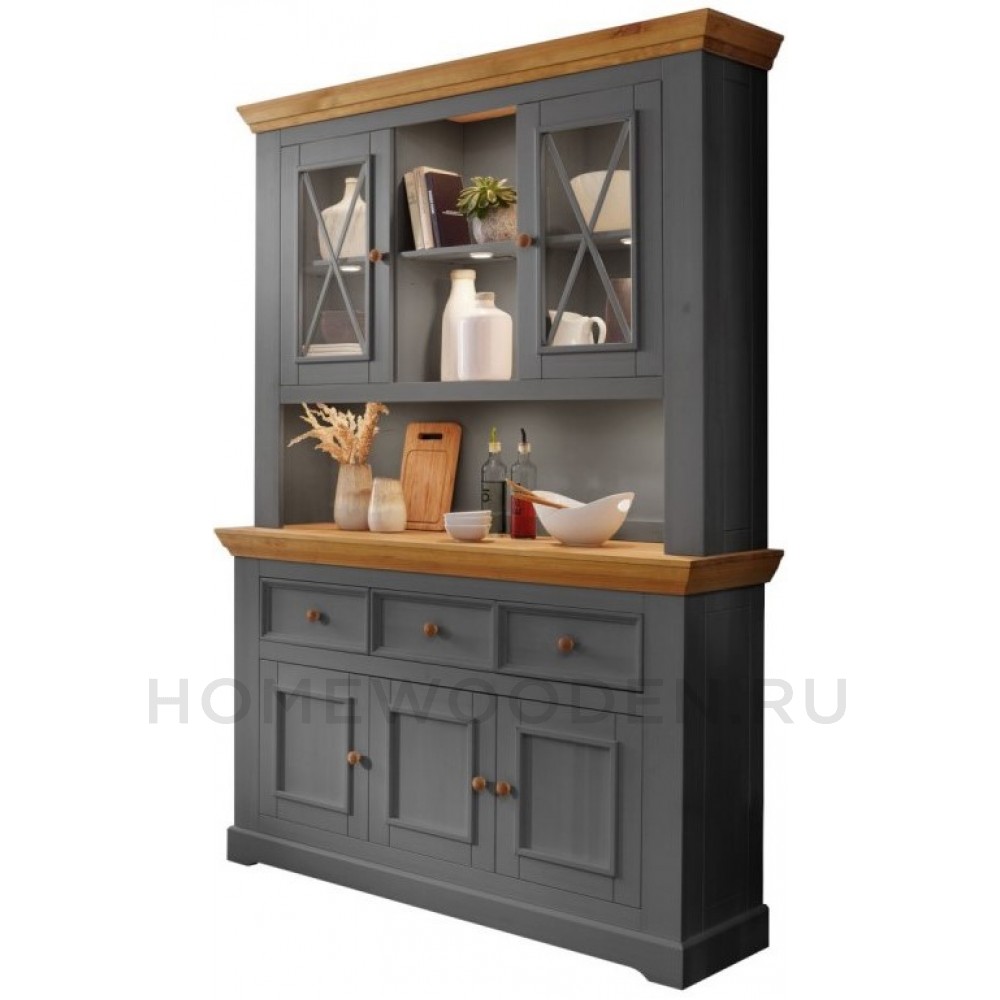 Комод Форест 3 двери 3 ящика (комод буфета) серый 7012/бейц масло