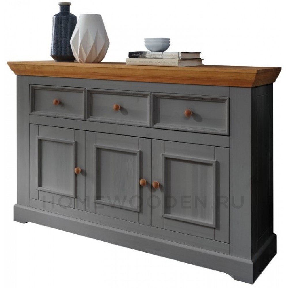Комод Форест 3 двери 3 ящика (комод буфета) серый 7012/бейц масло