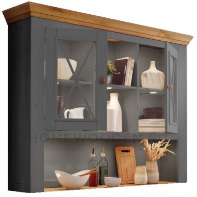 Надстройка комода Форест (буфета большого) 2 двери и полка серый 7012/бейц масло
