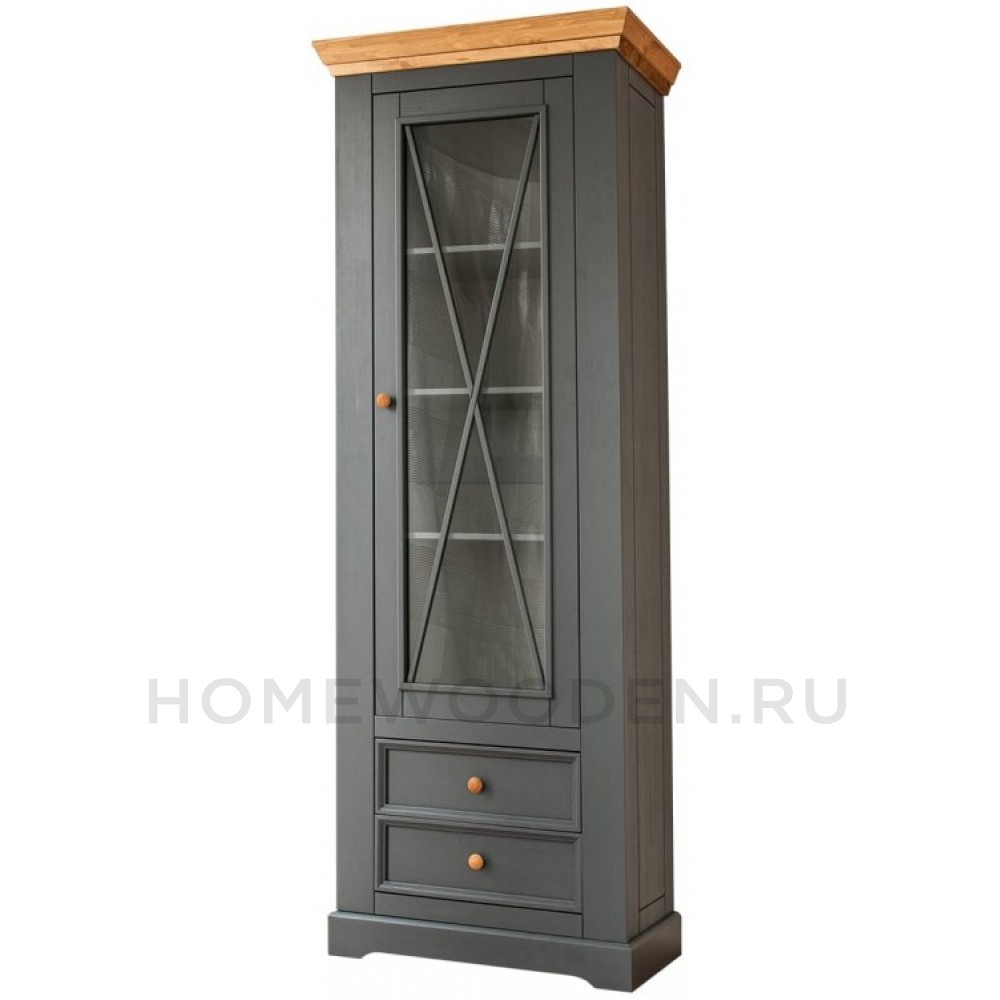 Шкаф для посуды Форест узкий 1 дверь 2 ящика серый 7012/бейц масло