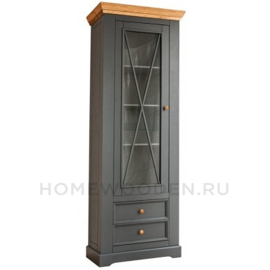 Шкаф для посуды Форест узкий 1 дверь 2 ящика серый 7012/бейц масло