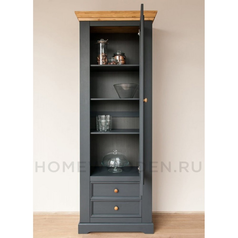 Шкаф для посуды Форест узкий 1 дверь 2 ящика серый 7012/бейц масло
