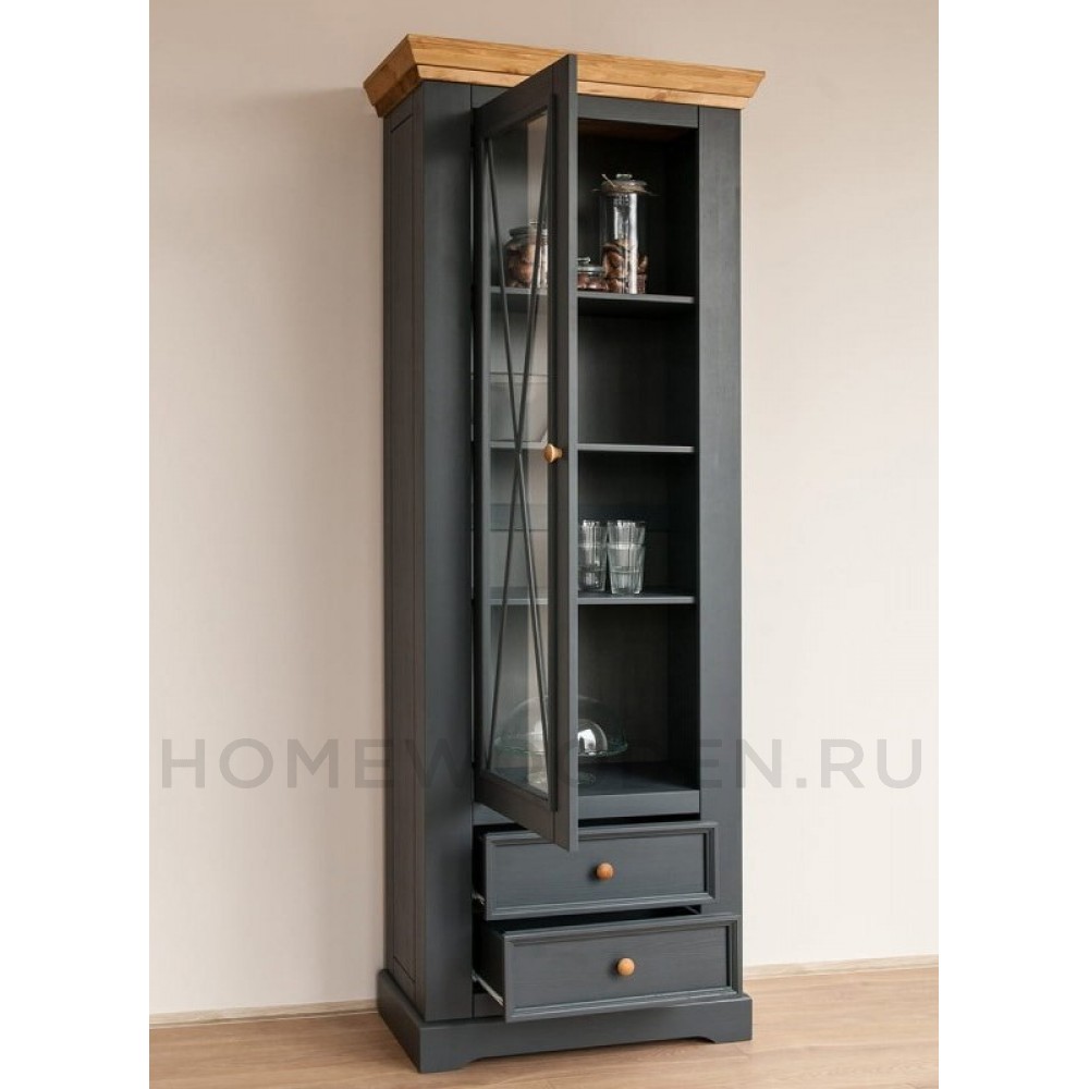 Шкаф для посуды Форест узкий 1 дверь 2 ящика серый 7012/бейц масло