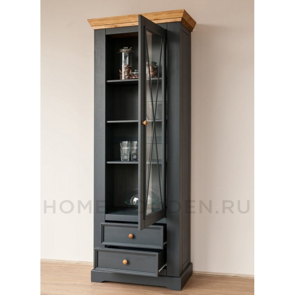 Шкаф для посуды Форест узкий 1 дверь 2 ящика серый 7012/бейц масло