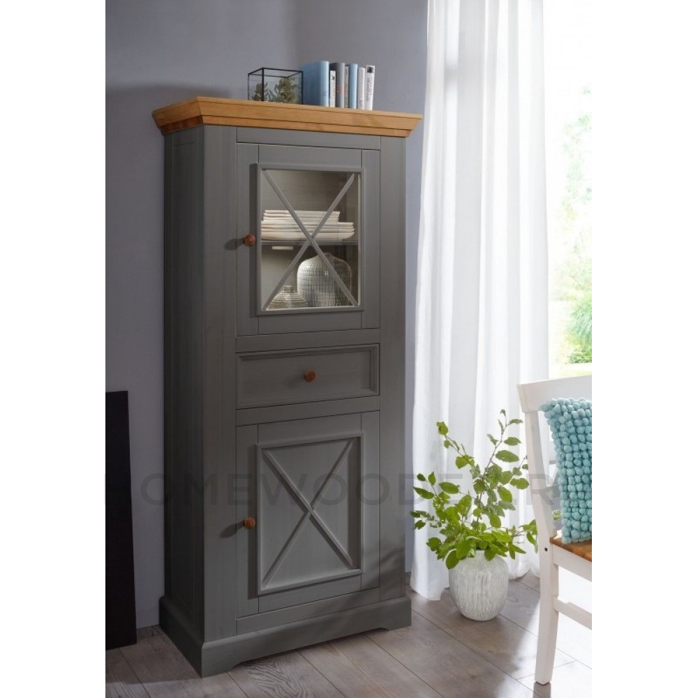 Шкаф для посуды Форест низкий 2 двери 1 ящик серый 7012/бейц масло