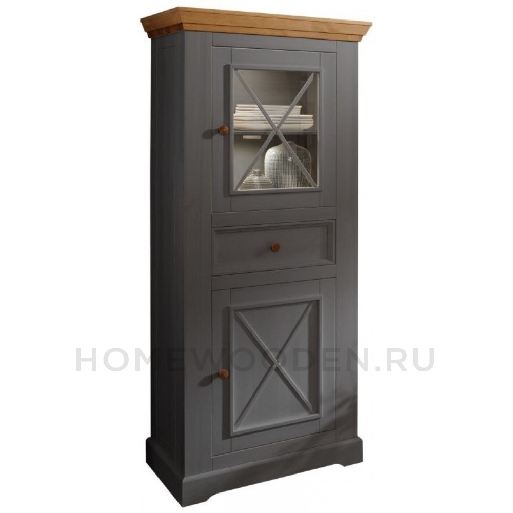 Шкаф для посуды Форест низкий 2 двери 1 ящик серый 7012/бейц масло