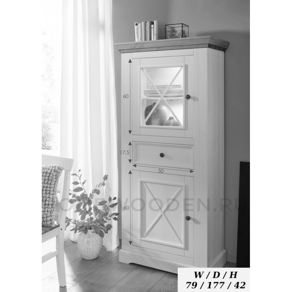 Шкаф для посуды Форест низкий 2 двери 1 ящик серый 7012/бейц масло