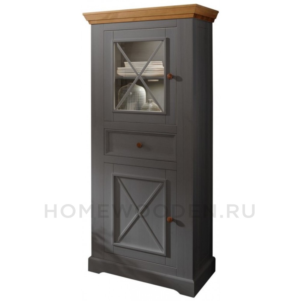 Шкаф для посуды Форест низкий 2 двери 1 ящик серый 7012/бейц масло