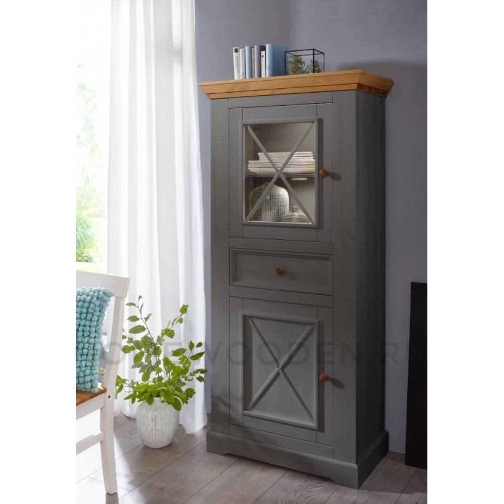 Шкаф для посуды Форест низкий 2 двери 1 ящик серый 7012/бейц масло