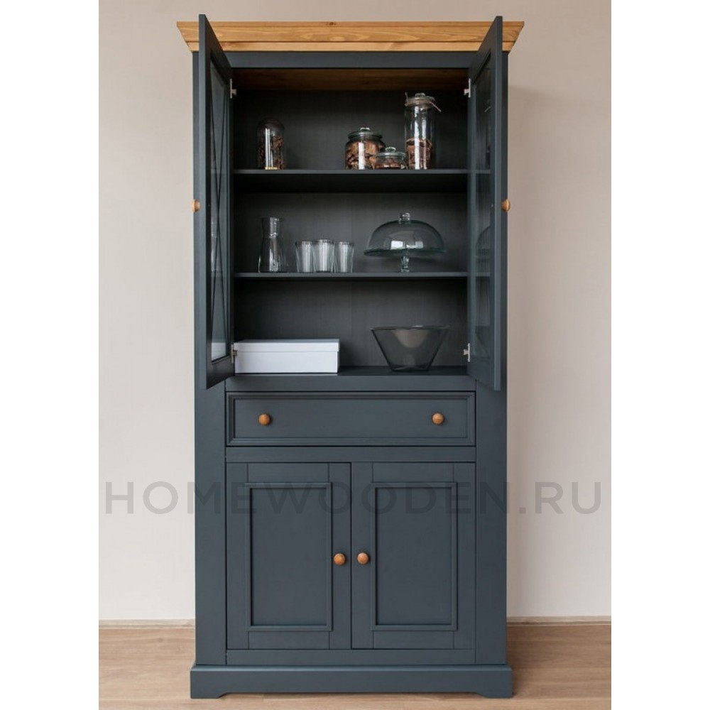 Шкаф для посуды Форест широкий 4 двери 1 ящик серый 7012/бейц масло