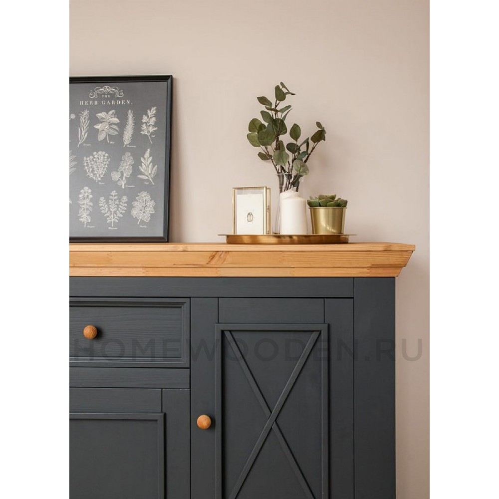 Комод Форест 4 двери 2 ящика серый 7012/бейц масло