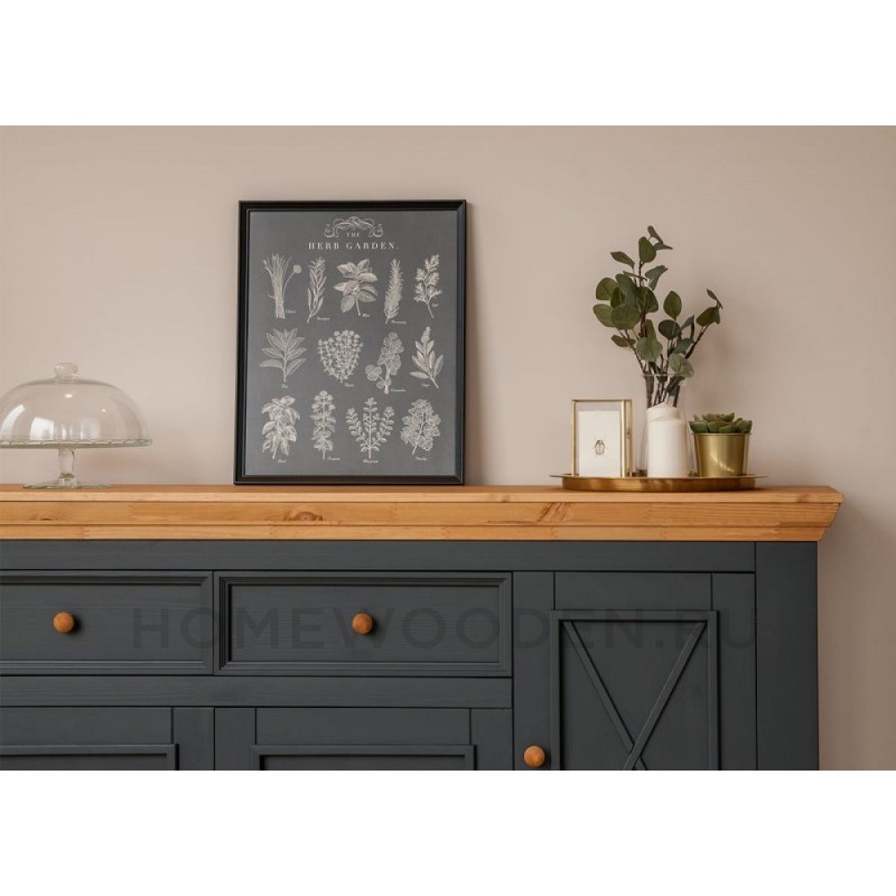 Комод Форест 4 двери 2 ящика серый 7012/бейц масло