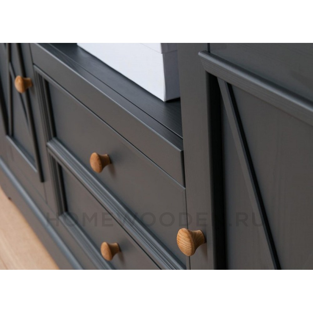 Комод Форест 2 двери 2 ящика серый 7012/бейц масло