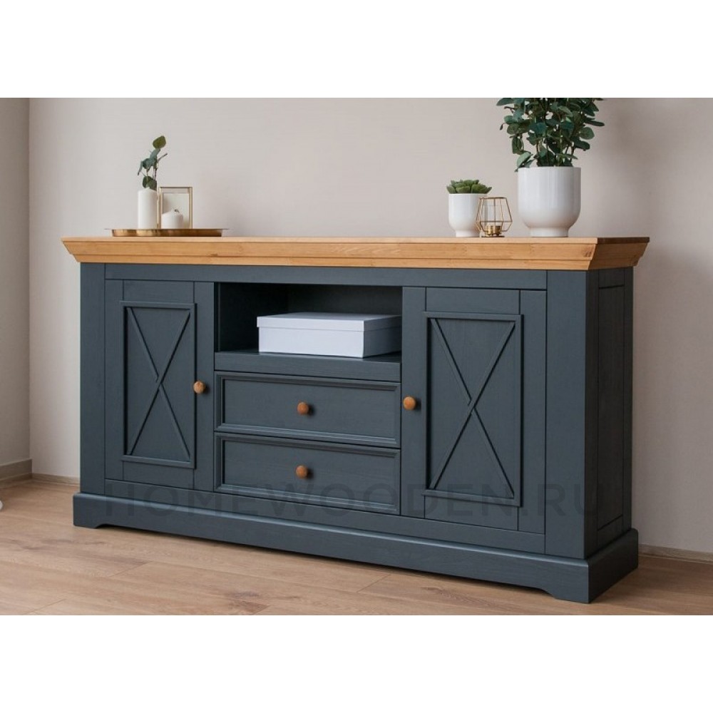 Комод Форест 2 двери 2 ящика серый 7012/бейц масло