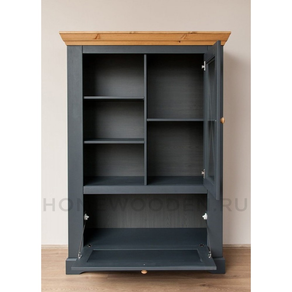 Комод Форест 2 двери и полки серый 7012/бейц масло