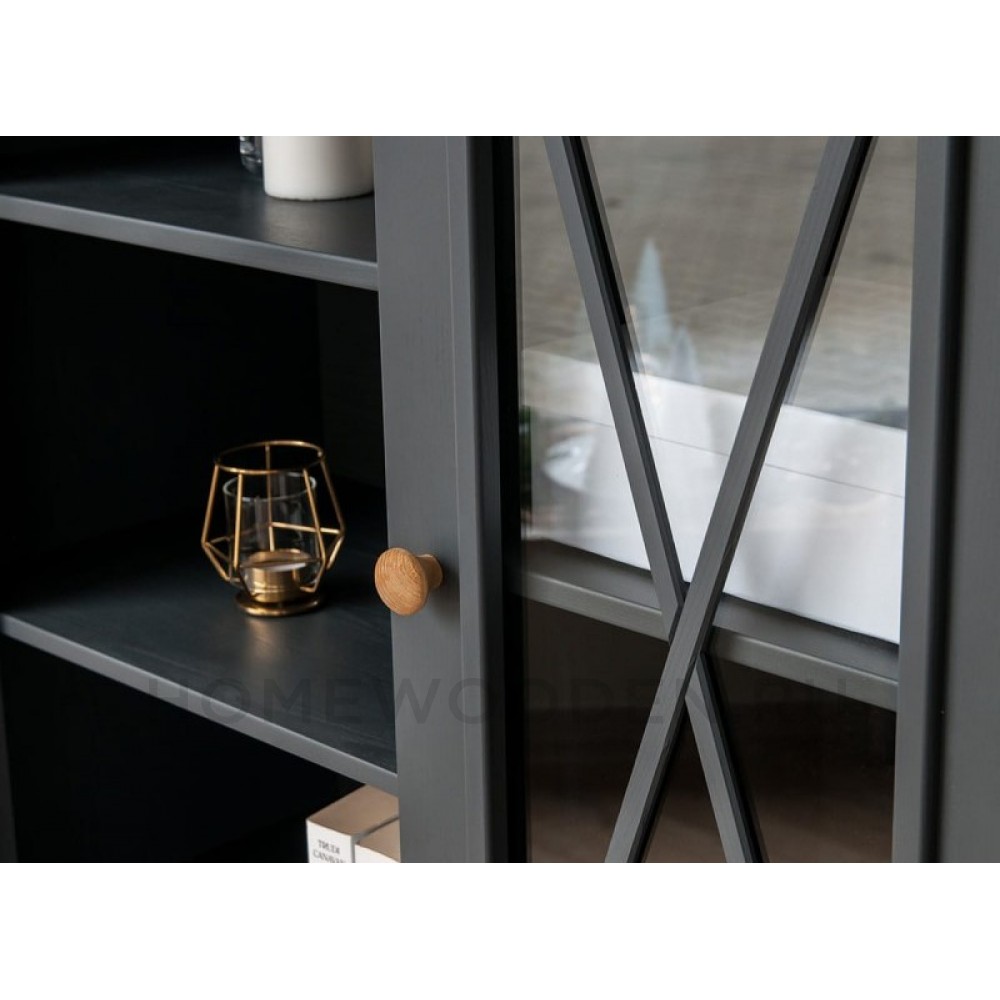 Комод Форест 2 двери и полки серый 7012/бейц масло