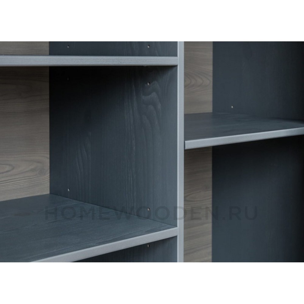 Комод Форест 2 двери и полки серый 7012/бейц масло