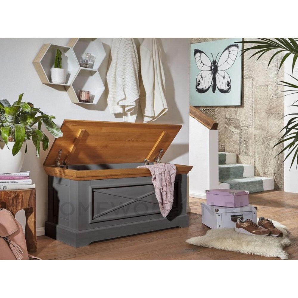 Сундук Форест с откидной крышкой серый 7012/бейц масло