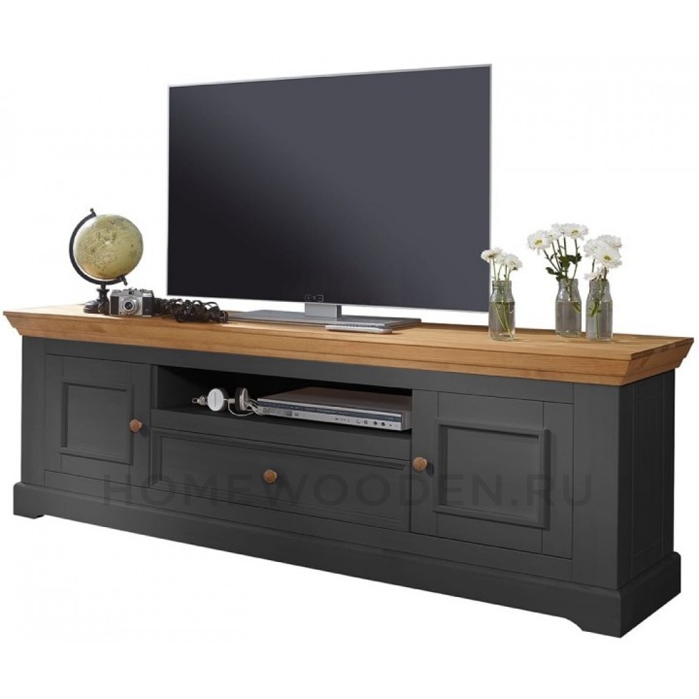 Тумба ТВ Форест 2 двери 1 ящик серый 7012/бейц масло