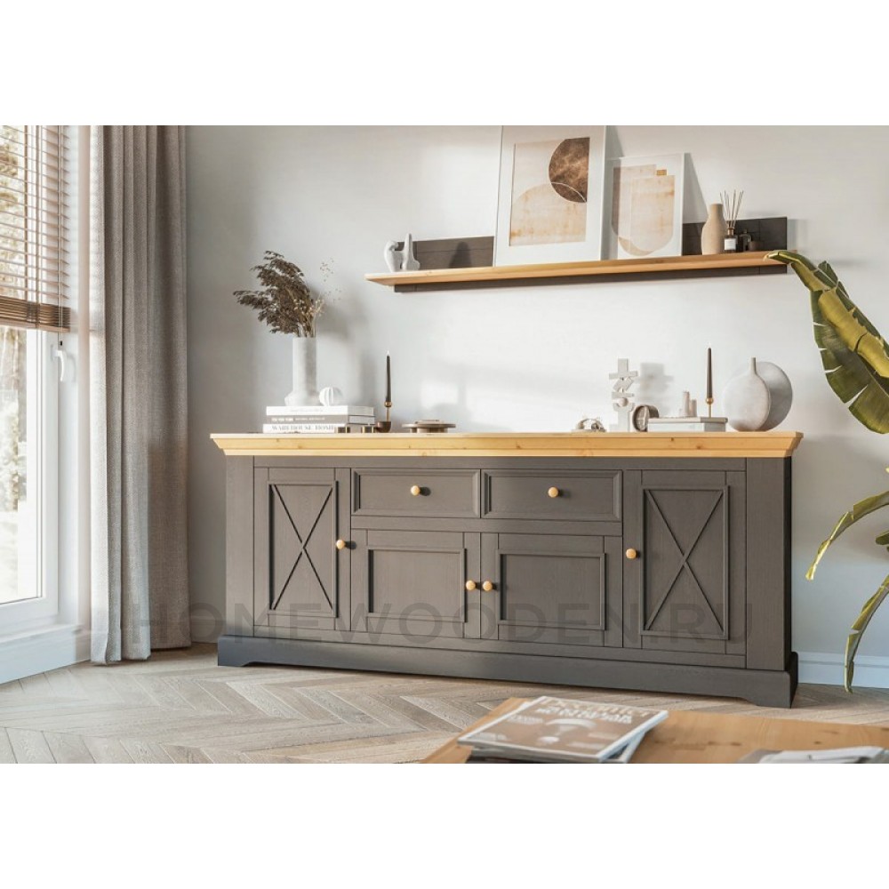 Полка настенная Форест серый 7012/бейц масло