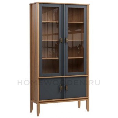Шкаф для посуды Бридж широкий с 2-мя стеклянными дверями и 2-мя глухими дверями