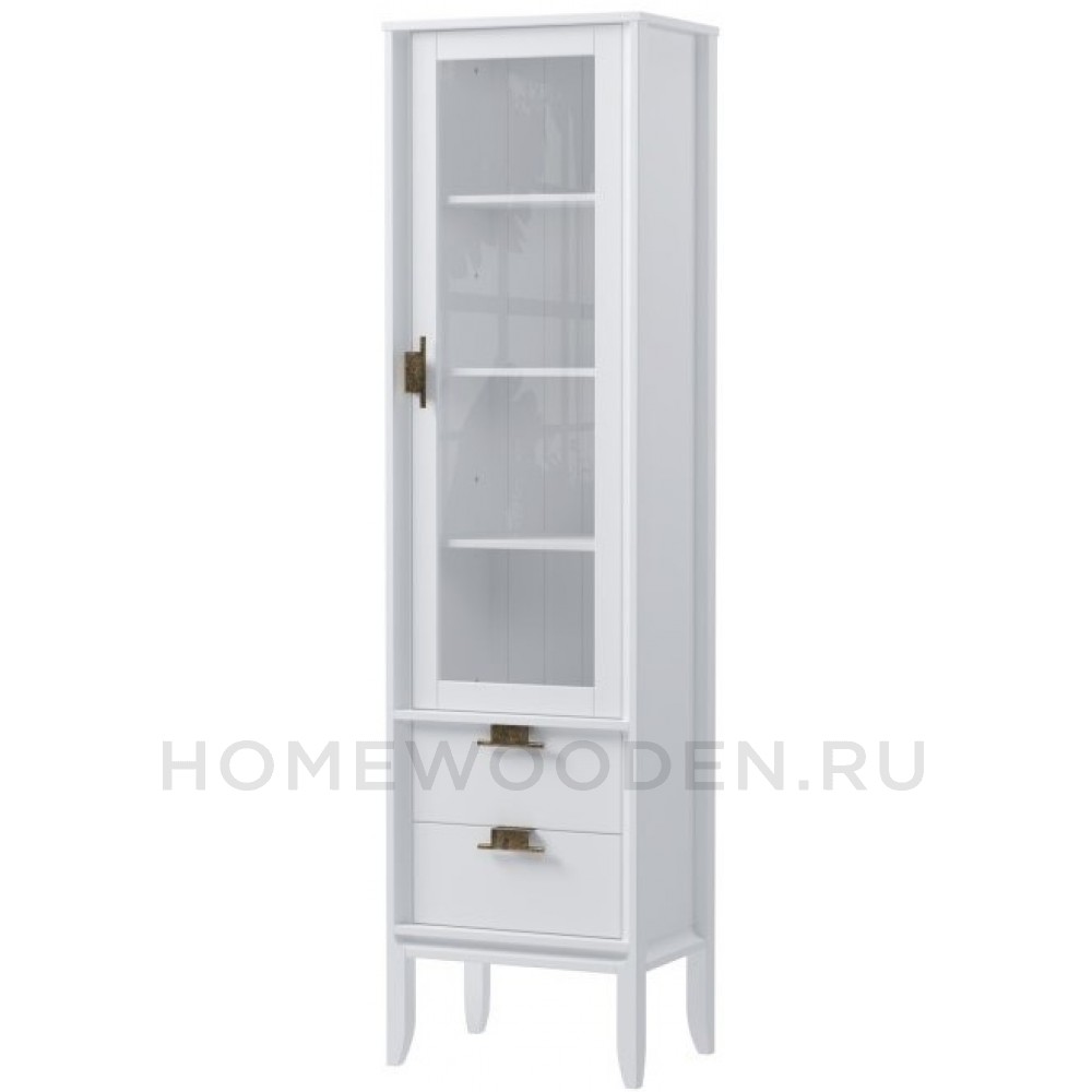 Шкаф для посуды Бридж узкий с 1-ой стеклянной дверью и 2-мя ящиками