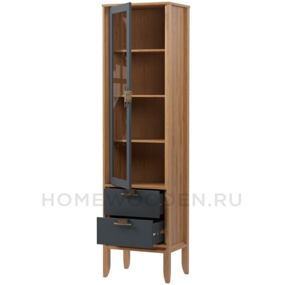 Шкаф для посуды Бридж узкий с 1-ой стеклянной дверью и 2-мя ящиками