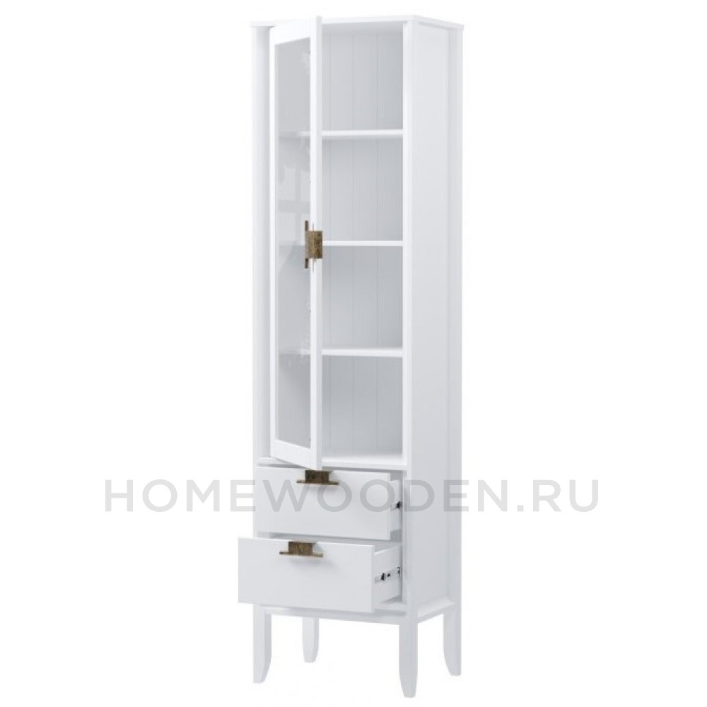 Шкаф для посуды Бридж узкий с 1-ой стеклянной дверью и 2-мя ящиками