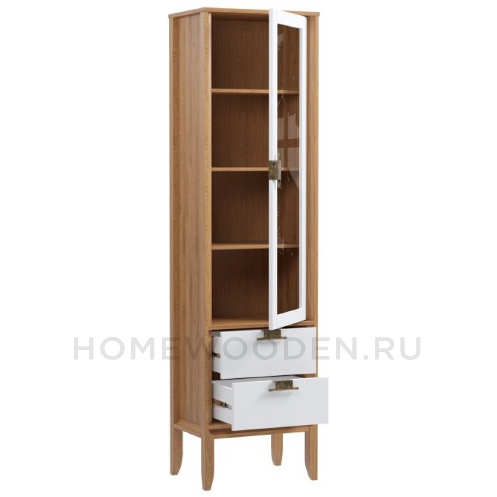 Шкаф для посуды Бридж узкий с 1-ой стеклянной дверью и 2-мя ящиками