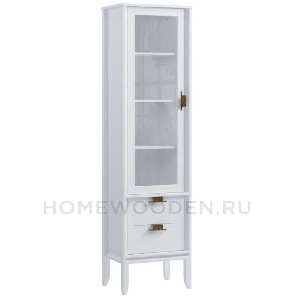 Шкаф для посуды Бридж узкий с 1-ой стеклянной дверью и 2-мя ящиками