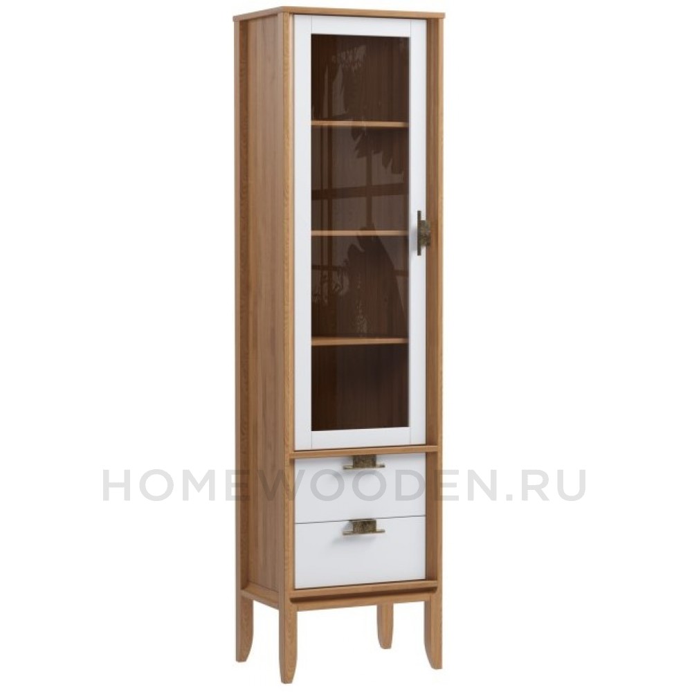 Шкаф для посуды Бридж узкий с 1-ой стеклянной дверью и 2-мя ящиками