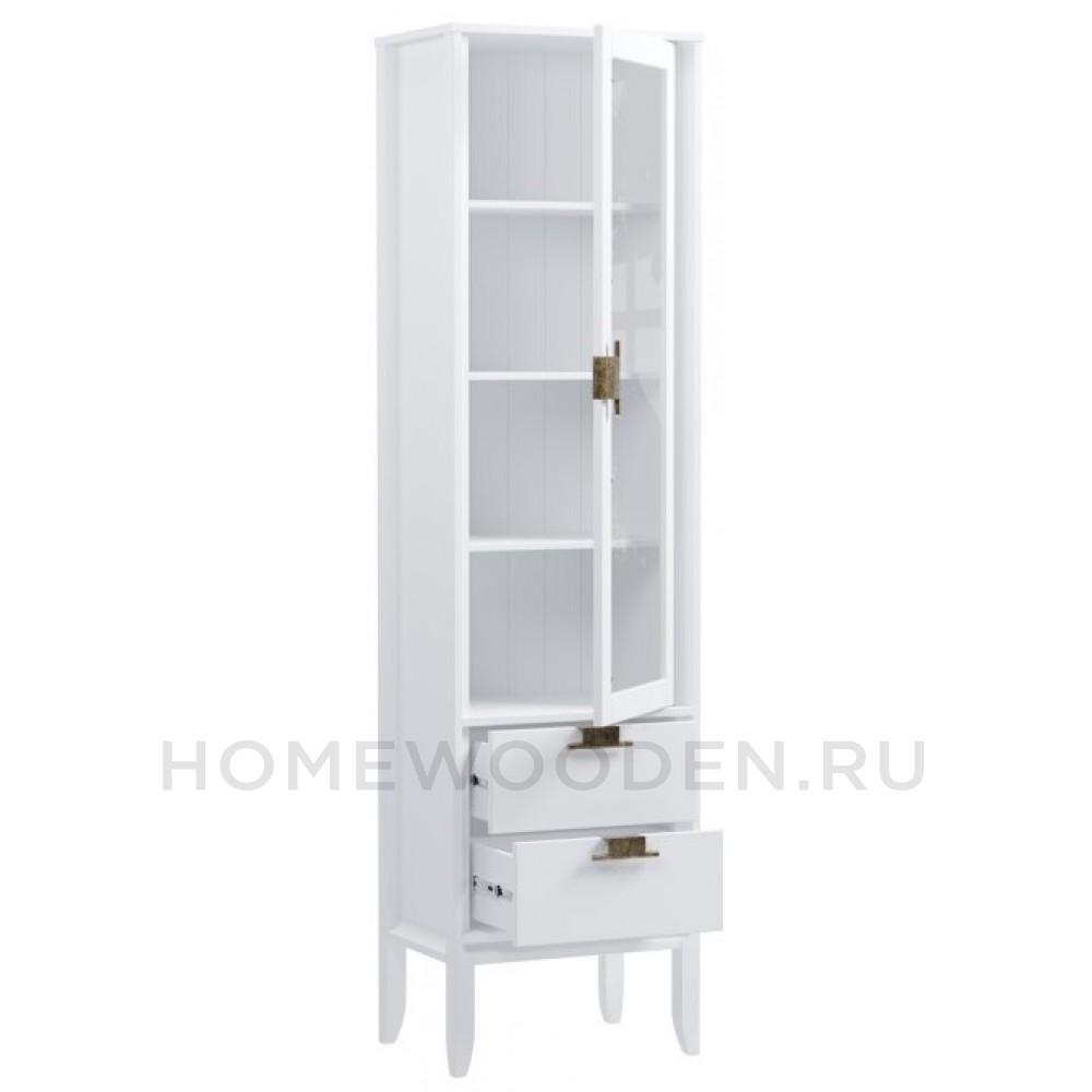 Шкаф для посуды Бридж узкий с 1-ой стеклянной дверью и 2-мя ящиками