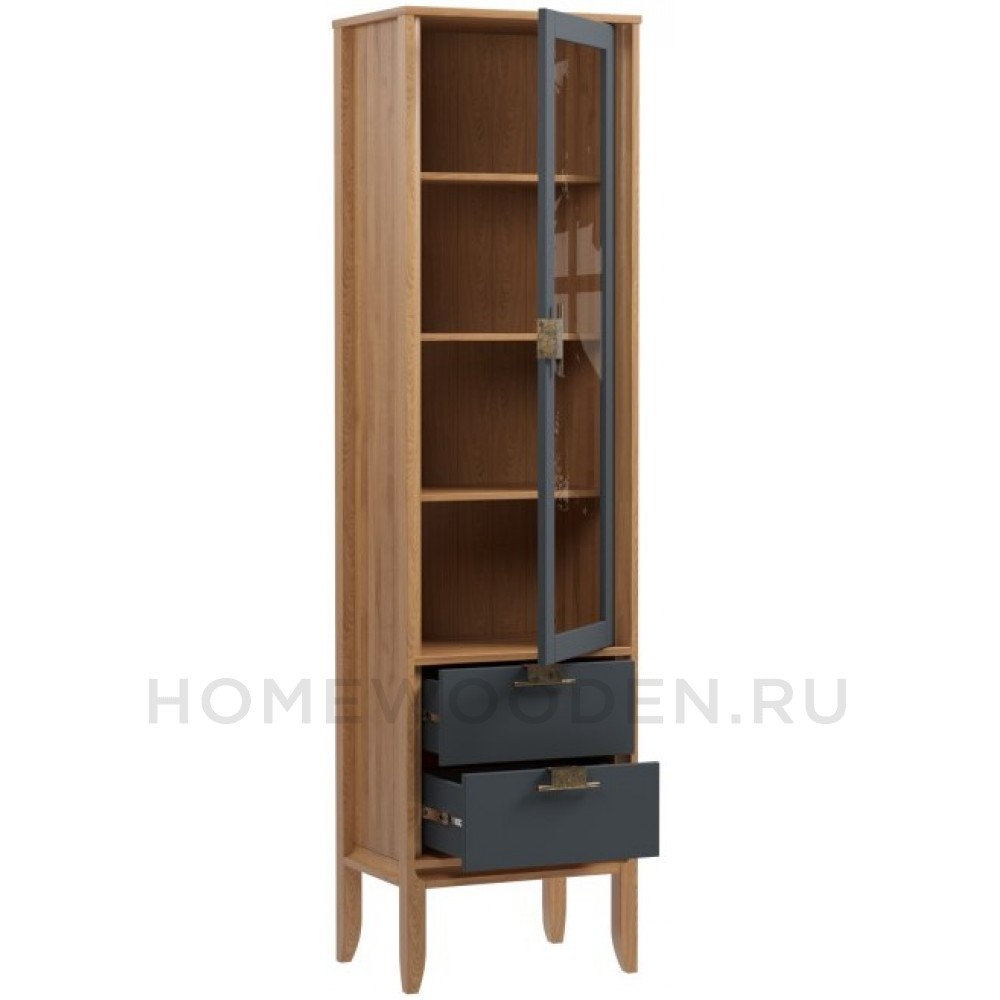 Шкаф для посуды Бридж узкий с 1-ой стеклянной дверью и 2-мя ящиками