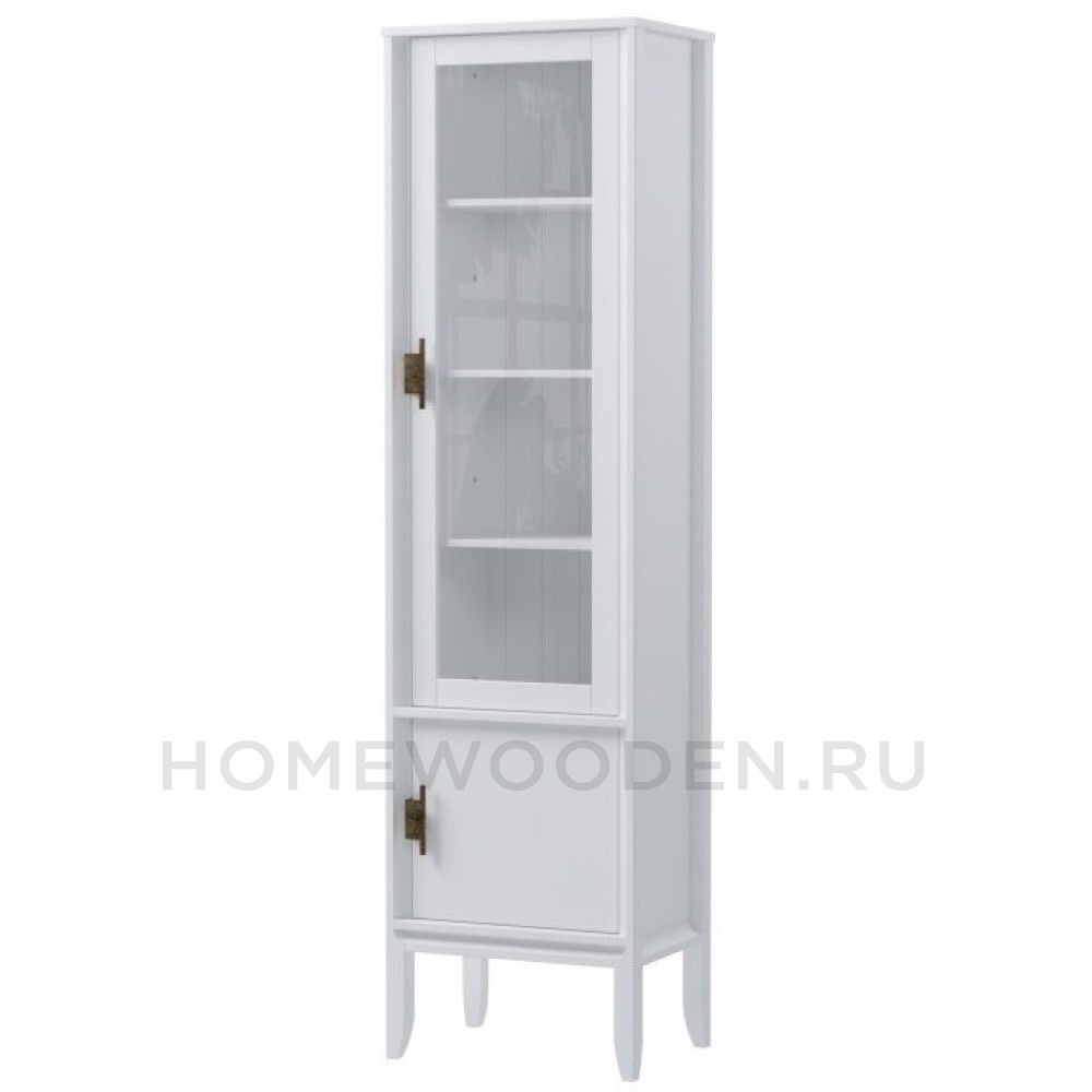 Шкаф для посуды Бридж узкий с 1-ой стеклянной дверью и 1 глухой дверью