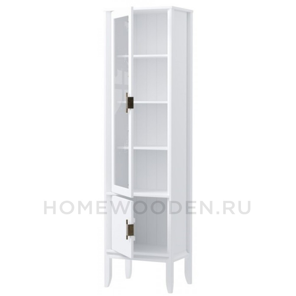 Шкаф для посуды Бридж узкий с 1-ой стеклянной дверью и 1 глухой дверью