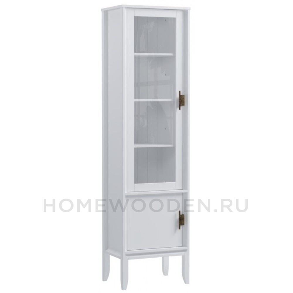 Шкаф для посуды Бридж узкий с 1-ой стеклянной дверью и 1 глухой дверью