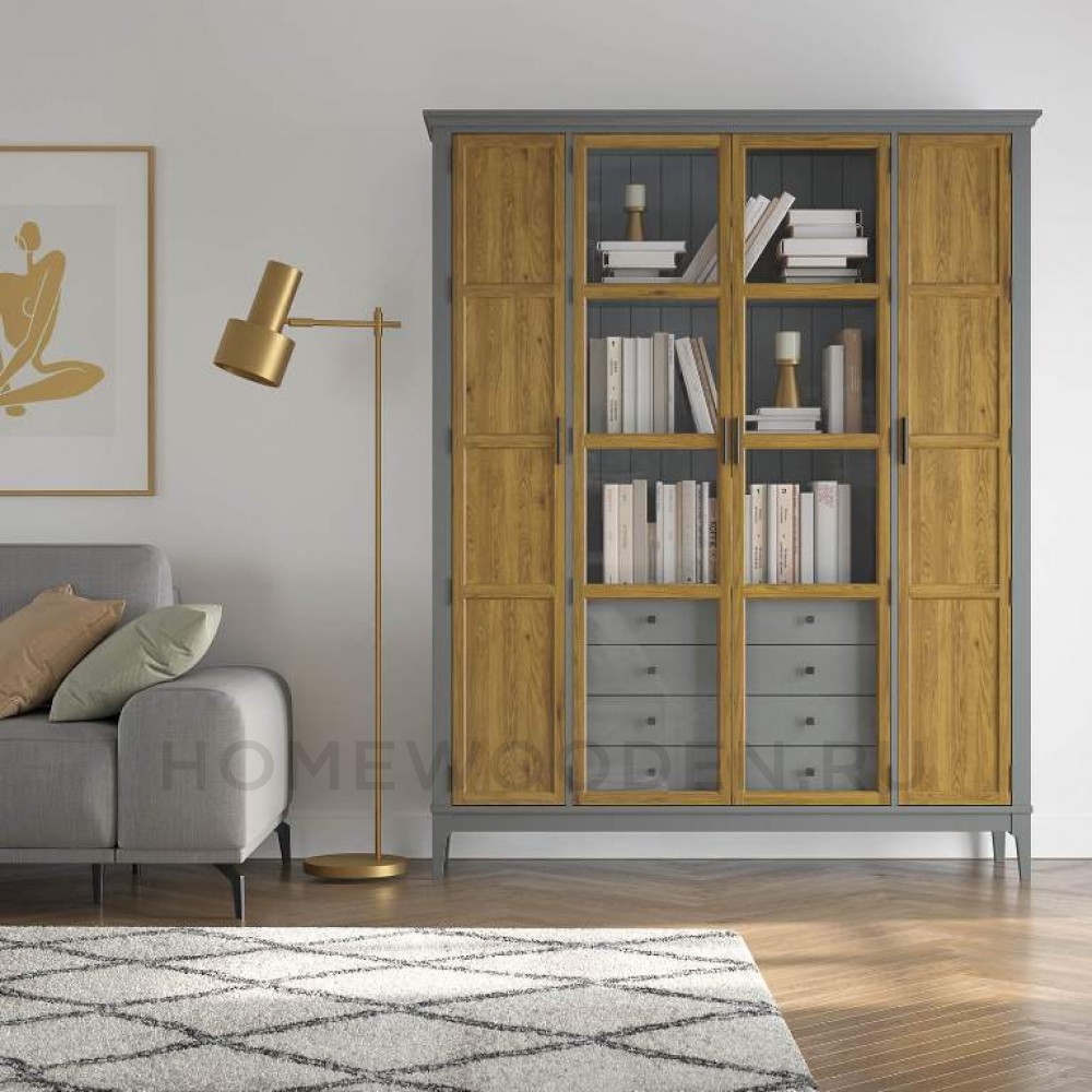 Шкаф для книг Квадро-С 422Ф/04 из массива сосны