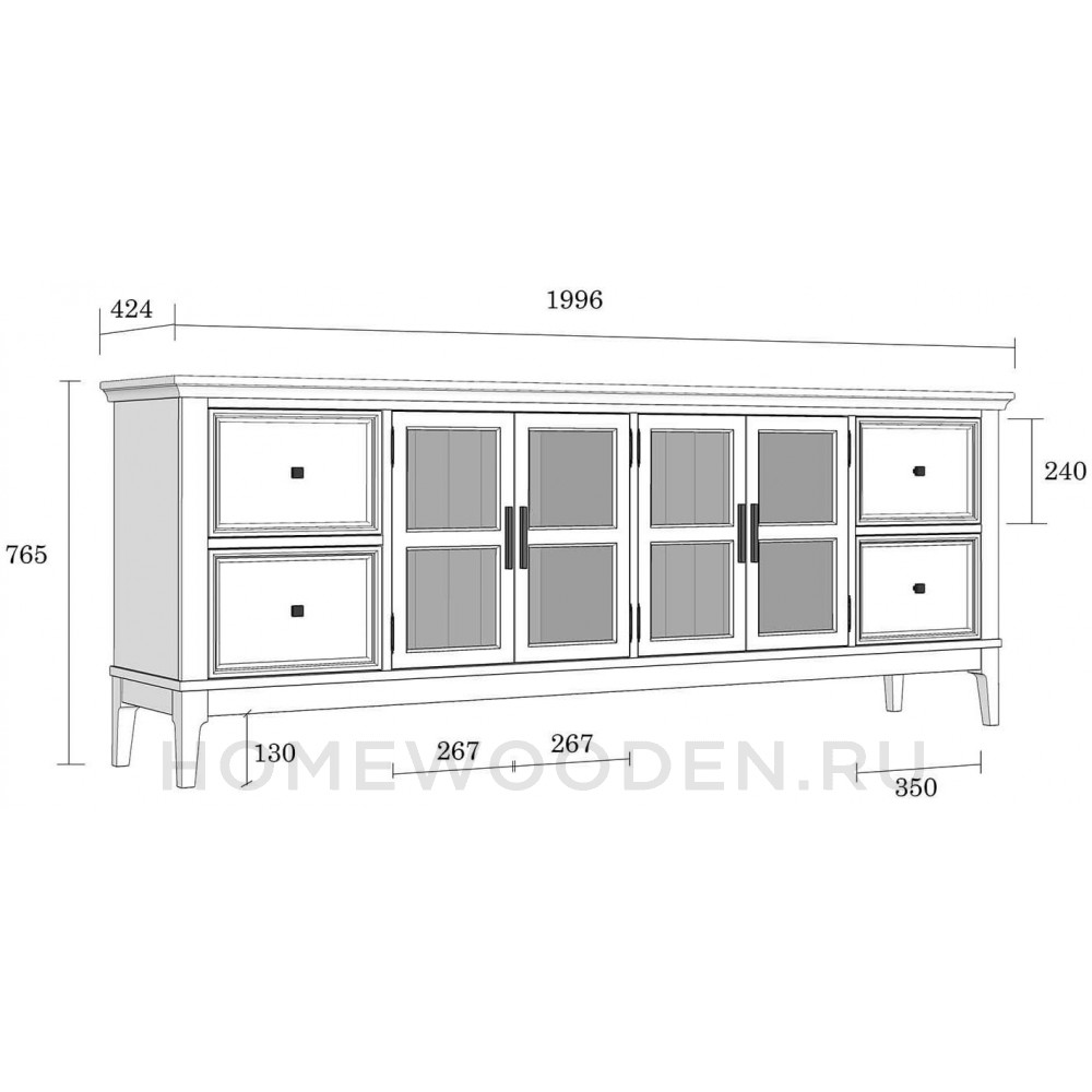 Тумба ТВ Квадро-С 44 из массива сосны