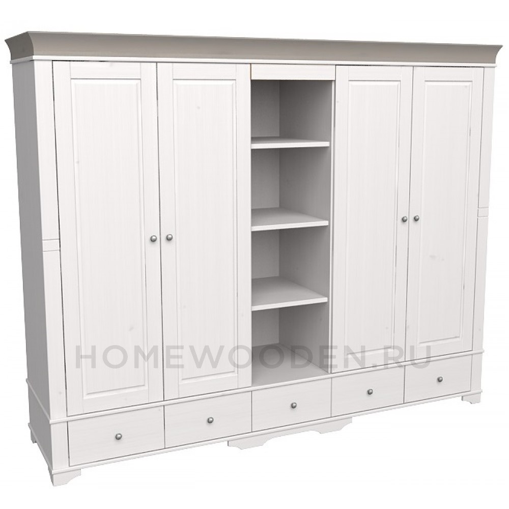 Шкаф 5-ти дверный с 4 глухими дверями и полками Бейли