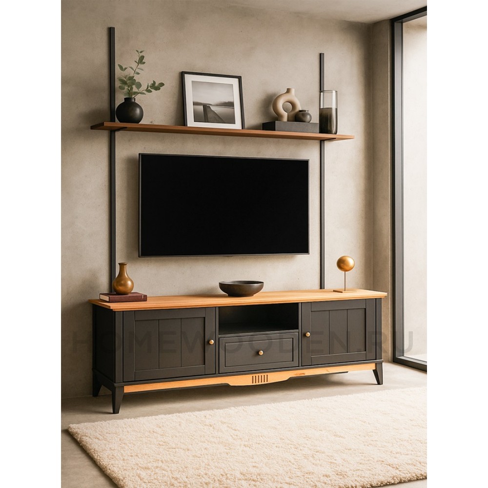 Тумба ТВ с дверцами 1600 Пенни массив сосны