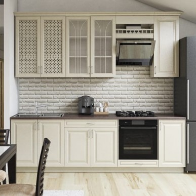 Кухня Злата белая эмаль 260 х 60 см Массив дуба