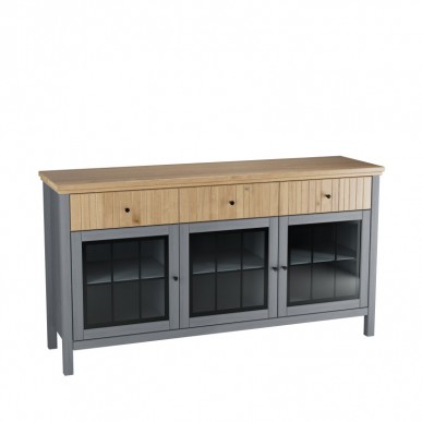 Тумба Сканди 3 стеклянные двери и 3 ящика серый 7046/антик