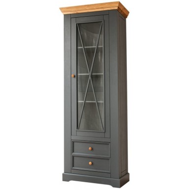 Шкаф для посуды Форест узкий 1 дверь 2 ящика серый 7012/бейц масло