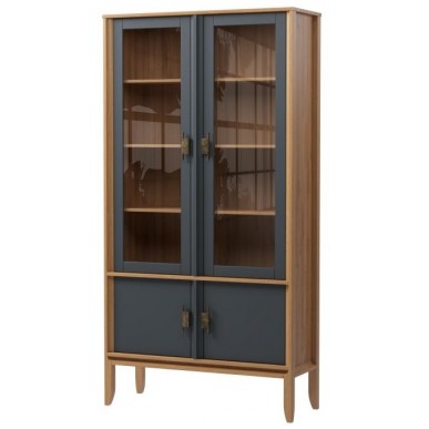 Шкаф для посуды Бридж широкий с 2-мя стеклянными дверями и 2-мя глухими дверями